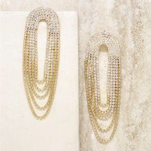 New ~ Anthropologie Ettika Crystal Drape Fringe Earrings